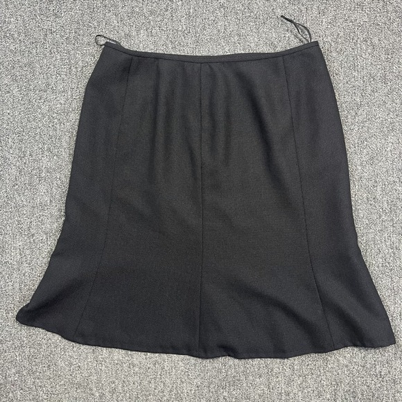 Le Suit Petite 90s Aesthetic Flared Midi Skirt 14P Black Textured Office Career — photo 2